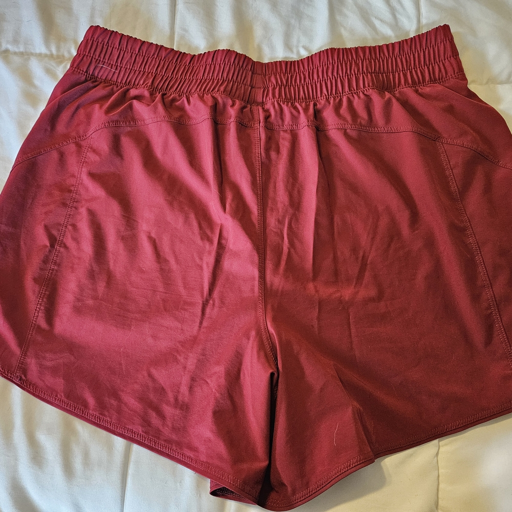 Women's Red Elastic Waist Shorts